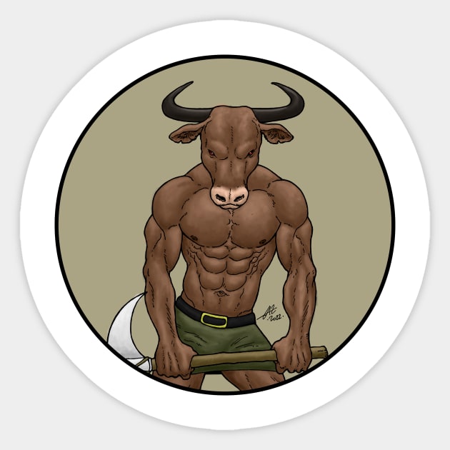 The Minotaur Sticker by PaleoFantasies